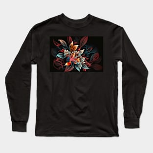 Abstract Floral Garden Botanical Print Long Sleeve T-Shirt